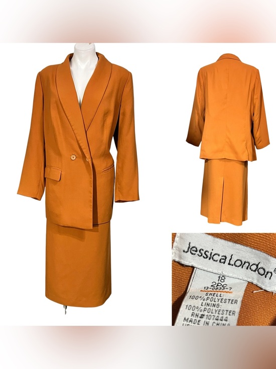 Jessica London Dresses & Skirts - Jessica London Skirt Suit plus 18 Orange Two-Piece midi length office church